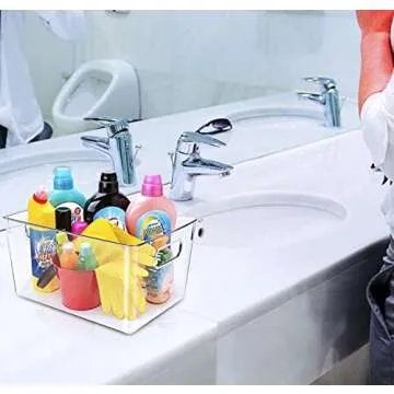 Clear Plastic Storage Bins, Pantry Organizers and Storage or Kitchen Organization and Storage Containers Bins for Organizing, Fridge, Freezer, Bathroom, Pantries, Refrigerator, Cabinet Organizer Bin