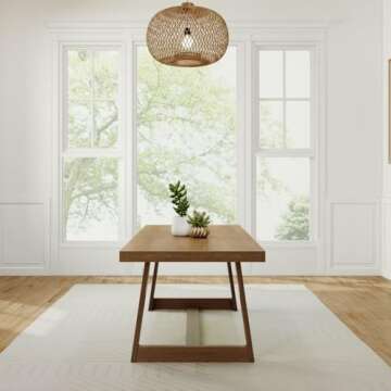 Plank+Beam 72 Inch Farmhouse Dining Table, Solid Wood Rustic Kitchen Table, Large Wooden Rectangular Dinner Table for Dining Room, Home Office, Living Room Furniture, Easy Assembly, Pecan Wirebrush