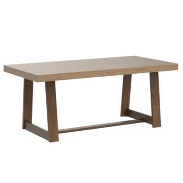 Plank+Beam 72 Inch Farmhouse Dining Table, Solid Wood Rustic Kitchen Table, Large Wooden Rectangular Dinner Table for Dining Room, Home Office, Living Room Furniture, Easy Assembly, Pecan Wirebrush