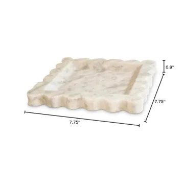 Elegant Scalloped Marble Tray for Home Decor