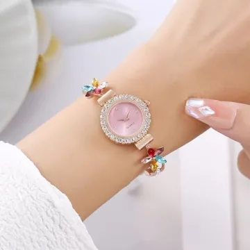 ADSBIAOYE Women's Floral Bracelet Diamond Watch