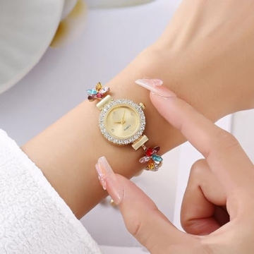 ADSBIAOYE Women's Floral Bracelet Diamond Watch