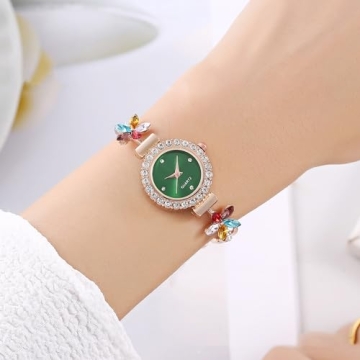 ADSBIAOYE Women's Floral Bracelet Diamond Watch
