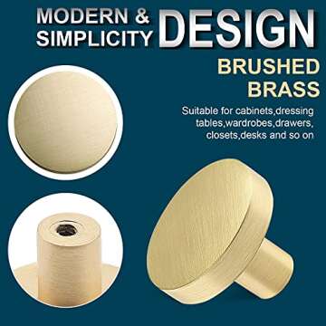 Cionyce 12 Pack Gold Knobs for Dresser Drawers, Brass Cabinet Knobs Round Decorative Dresser Drawer Pulls Handles, 1-1/5" Diameter