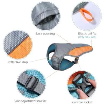 POPETPOP Dog Cooling Vest- Reflective Dog Cooling Coat with Adjustable Side Straps, Pet Cooler Jacket for Small, Medium Dog Orange