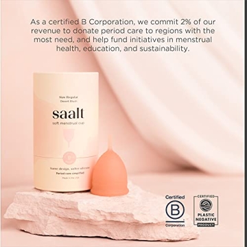 Saalt Soft Menstrual Cup - Best Sensitive Reusable Period Cup - Wear for 12 Hours - Tampon and Pad Alternative (Regular (Pack of 1), Desert Blush)