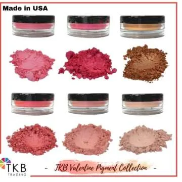 TKB Valentine Pigment Collection - 6 Jars of Vibrant Cosmetic Micas for DIY Beauty