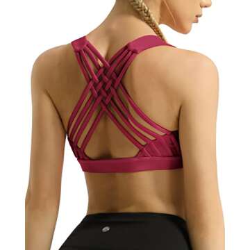 QUEENIEKE Women's Medium Support Strappy Back Energy Sport Bra Cotton Feel 6017