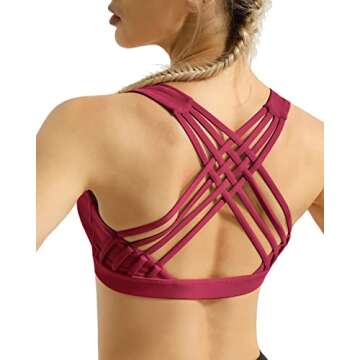 QUEENIEKE Women's Medium Support Strappy Back Energy Sport Bra Cotton Feel 6017