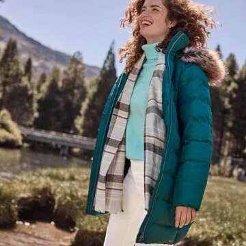 Lands' End Womens Winter Down Coat Evening Teal Petite X-Small