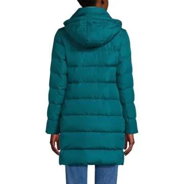 Lands' End Womens Winter Down Coat Evening Teal Petite X-Small