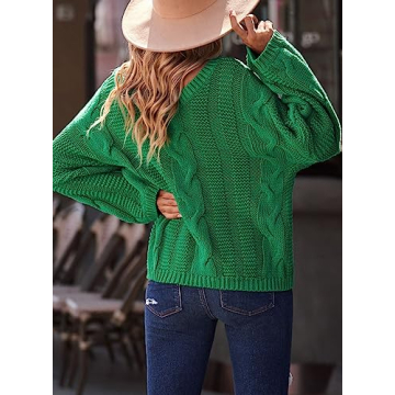 EVALESS Women's Trendy Oversized Sweater - V Neck Pullover