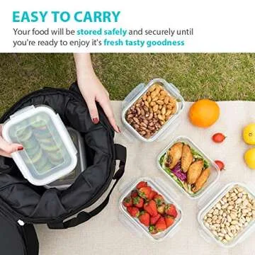 Bayco 6 Pack Glass Meal Prep Containers, Glass Food Storage Containers with Lids, Airtight Glass Lunch Bento Boxes, BPA-Free & Leak Proof (6 lids & 6 Containers)