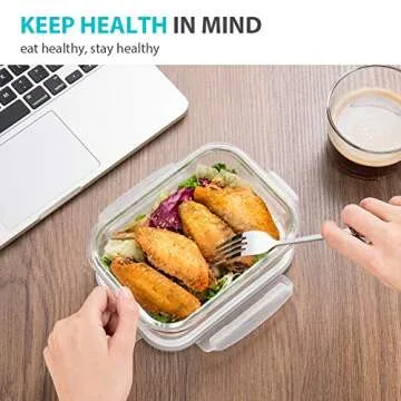 Bayco 6 Pack Glass Meal Prep Containers, Glass Food Storage Containers with Lids, Airtight Glass Lunch Bento Boxes, BPA-Free & Leak Proof (6 lids & 6 Containers)