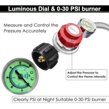 High Pressure Braided Propane Hose Extension with Conversion Coupling 3/8" Flare to 1/2" Female NPT, 1/4" Male NPT, 3/8" Male Flare for BBQ Grill, Fire Pit, Heater