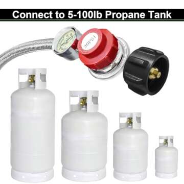 High Pressure Braided Propane Hose Extension with Conversion Coupling 3/8" Flare to 1/2" Female NPT, 1/4" Male NPT, 3/8" Male Flare for BBQ Grill, Fire Pit, Heater