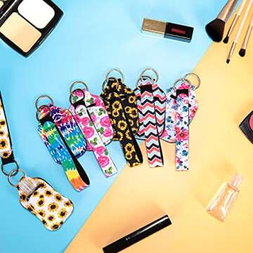 30pcs Hand Sanitizer Holders Set, Empty Travel Size Bottles Keychain Holders Set with 10pcs Lanyard Wristlet, 10pcs Refillable Clear Empty Bottles and 10pcs Keychain Holder for Backpack and Purse