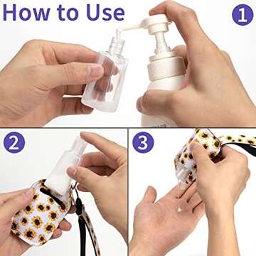 30pcs Hand Sanitizer Holders Set, Empty Travel Size Bottles Keychain Holders Set with 10pcs Lanyard Wristlet, 10pcs Refillable Clear Empty Bottles and 10pcs Keychain Holder for Backpack and Purse