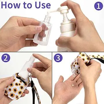 30pcs Hand Sanitizer Holders Set, Empty Travel Size Bottles Keychain Holders Set with 10pcs Lanyard Wristlet, 10pcs Refillable Clear Empty Bottles and 10pcs Keychain Holder for Backpack and Purse