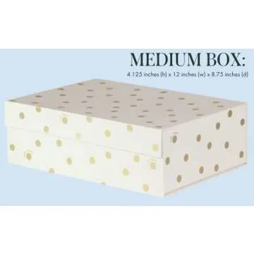 Kate Spade New York Decorative Storage Boxes with Lids, 3 Pack Sturdy Organizer Storage Bins, Includes Small Medium Large Pink Nesting Boxes with Magnetic Closure, Gold Dot with Script