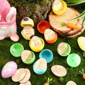 CypherX Easter Egg Fillers - Wooden Easter Reward Tokens for Fun Activities