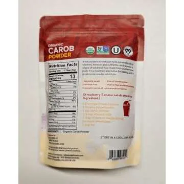 Organic Carob Powder - Plant-Based Superfood, No Added Sugars, Vegan, High in Fiber, Caffeine Free, ...