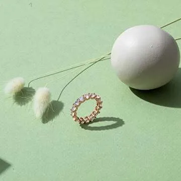 PAVOI 14K Yellow Gold Plated Rings Cubic Zirconia Love Ring | 4mm Stackable Rings for Women | Yellow Gold Rings for Women Size 6