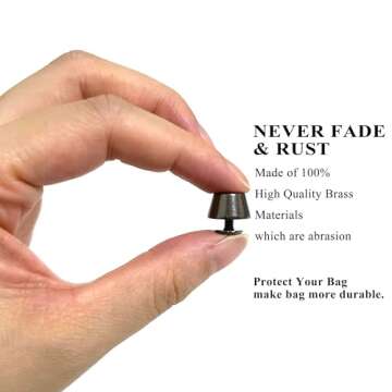 Honigo 24 Pack Gun Black Rivets Stud Handbag Purse Feet 1/2 inch Flat Head Metal Solid Brass Studs Screw Back Feet 12mm Buckle Spikes Leathercraft for Leather Bag Totes DIY Craft