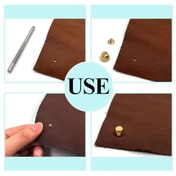 Honigo 24 Pack Gun Black Rivets Stud Handbag Purse Feet 1/2 inch Flat Head Metal Solid Brass Studs Screw Back Feet 12mm Buckle Spikes Leathercraft for Leather Bag Totes DIY Craft