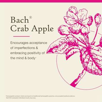 Bach Original Flower Remedies, Crab Apple for Accepting Imperfections, Natural Homeopathic Flower Essence, Holistic Wellness and Stress Relief, Vegan, 20mL Dropper