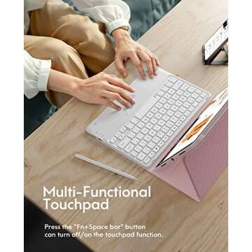 CHESONA for iPad Air 11 Inch Case with Keyboard M3/M2 (2025/2024), 7-Color Backlight, Multi-Touch Trackpad, 2 Wireless Channels, for iPad Pro 11 (4th/3rd/2nd/1st Gen) & iPad Air 5th & 4th Gen, Pink