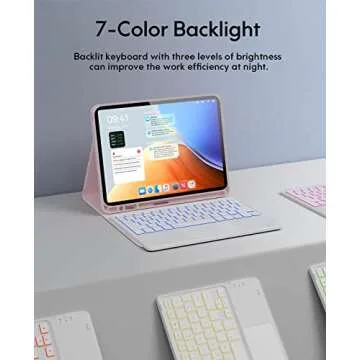 CHESONA for iPad Air 11 Inch Case with Keyboard M3/M2 (2025/2024), 7-Color Backlight, Multi-Touch Trackpad, 2 Wireless Channels, for iPad Pro 11 (4th/3rd/2nd/1st Gen) & iPad Air 5th & 4th Gen, Pink