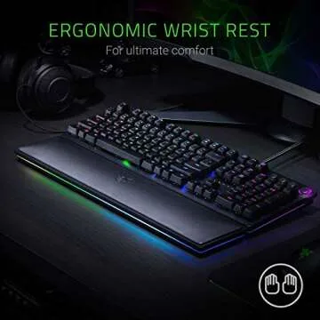 Razer Huntsman Elite Gaming Keyboard: Fast Keyboard Switches - Clicky Optical Switches - Chroma RGB Lighting - Magnetic Plush Wrist Rest - Dedicated Media Keys & Dial - Classic Black