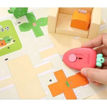 HLLMX 2 PCS Mini Box Cutter Mini Portable Utility Knive Retractable Box Letter Opener Portable Utility Knives Office School Stationery for Students Letter Small Box DIY Crafts