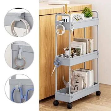 SOLEJAZZ Slim 3 Tier Storage Cart for Smart Organizing