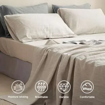 Simple&Opulence 100% Linen Sheets King Size Set - Breathable & Durable Bedding