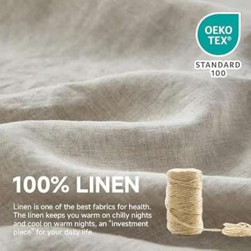 Simple&Opulence 100% Linen Sheets King Size Set, 4 Pcs Natural French Linen Bed Sheets, Breathable Soft Durable Bedding Set for All Season (Linen, King)