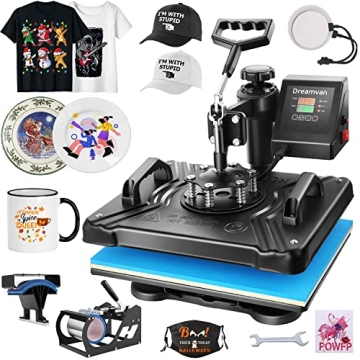 WHUBEFY Heat Press - 5 in 1 T-shirt Printing Machine for DIY Projects