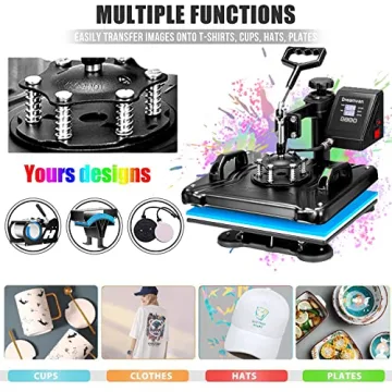 WHUBEFY 5 in 1 Heat Press for T Shirts, Mugs, & Crafts