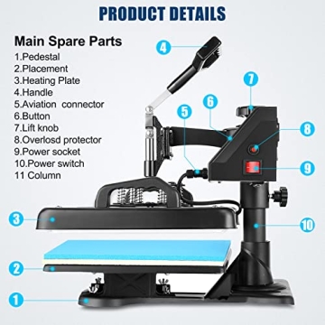 WHUBEFY 5 in 1 Heat Press for T Shirts, Mugs, & Crafts