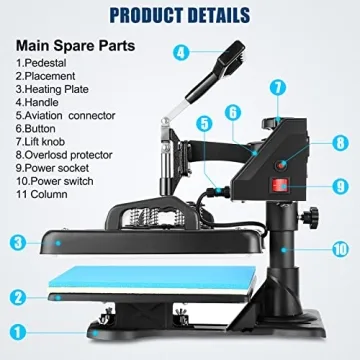 WHUBEFY 5 in 1 Heat Press for T Shirts, Mugs, & Crafts