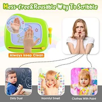 Smasiagon Toddler Toys Age 1-2 Year Old Boys Girls, Magnetic Drawing Doodle Board Pad Educational Learning Toys for 1 2 3 Year Old Boys Girls Gifts Birthday Party (Green)