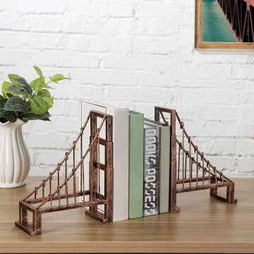 Bronze Suspension Bridge Decorative Bookends