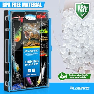 Plusinno Waterproof Fishing Tackle Box - Organizer with Dividers
