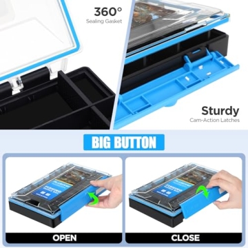 Plusinno Waterproof Fishing Tackle Box - Organizer with Dividers