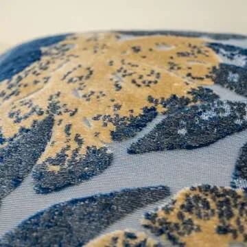 Yangest Blue Leaf Rectangle Pillow Cover Cut Velvet Cushion Cover Luxury Modern Pillowcover for Couch Living Room Bedroom,12x20 Inch