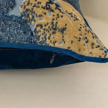 Yangest Blue Leaf Rectangle Pillow Cover Cut Velvet Cushion Cover Luxury Modern Pillowcover for Couch Living Room Bedroom,12x20 Inch