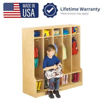 Jonti-Craft 0468JC 5 Section Coat Locker with Step - Ideal for Classrooms & Daycare
