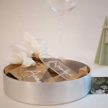 Maegmew 10pcs Clear Acrylic Place Cards Blanks Gift Tags with Ribbon Wedding Name Cards for Table Setting Reserved Signs Party Supplies 3.54" x 1.77"