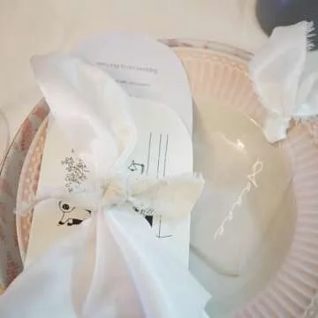 Maegmew 10pcs Clear Acrylic Place Cards Blanks Gift Tags with Ribbon Wedding Name Cards for Table Setting Reserved Signs Party Supplies 3.54" x 1.77"